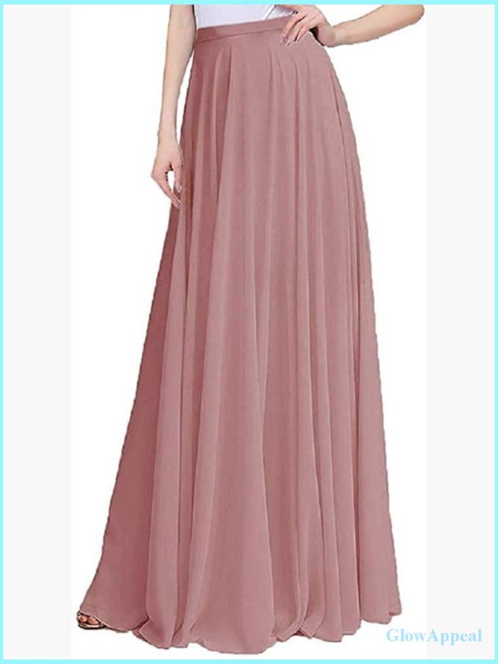 High Waist Chiffon Maxi Skirt Floor Length Elastic Adult